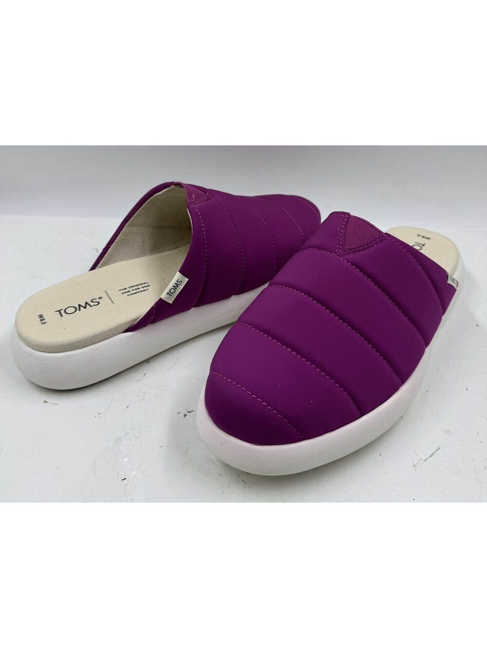 TOMS Alpargata Mallow Women's Slippers Size 8.5 Purple Puffer Mule Shoes